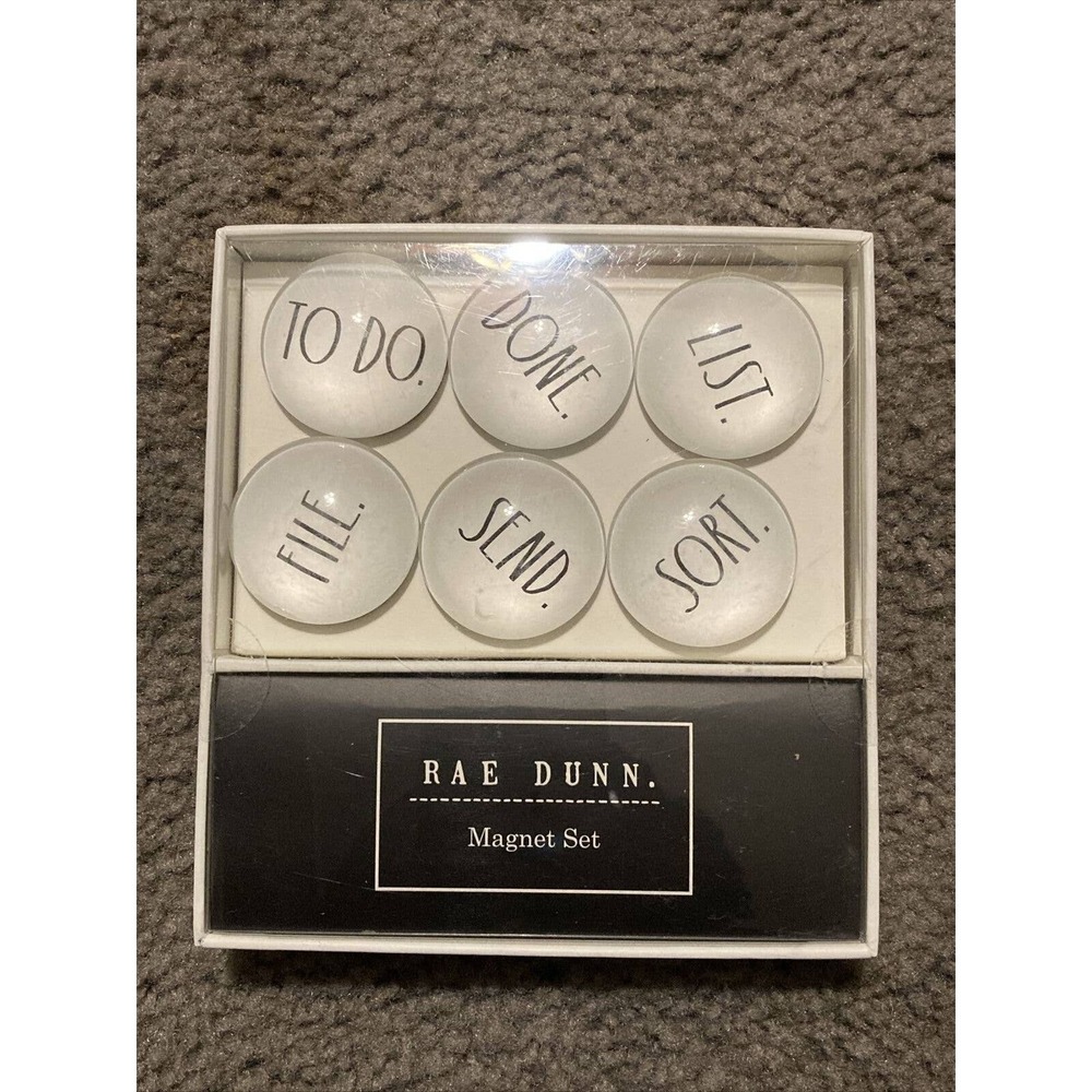 RAE DUNN Refrigerator Magnet Set 6 Glass Dome To Do Done List File Send Sort NEW